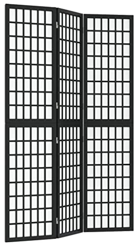 vidaXL Paravent 3 TLG., Raumteiler für Schutz der Privatsphäre, Klappbare Trennwand, Raumtrenner Sichtschutz, Japanischer Stil, Faltbar Schwarz