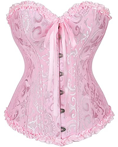 LSFYSZD Corsé para mujer con cordones y varillas para mujer, lencería moldeadora de cuerpo, talla grande, rosa claro, S