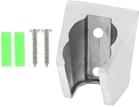 Hicello - Supporto da parete per soffione doccia, in acciaio inox massiccio, cromato, montaggio a parete con viti, due slot per schede e doppia staffa per doccia