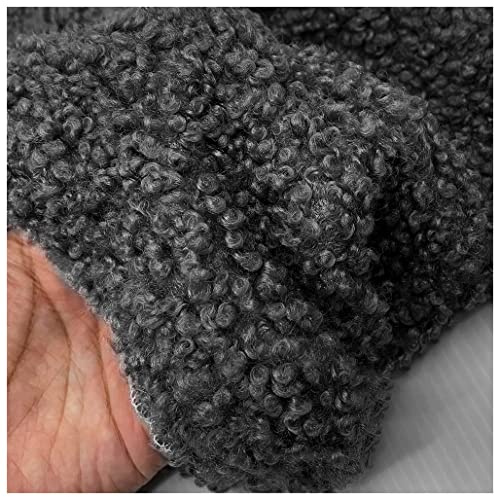 Sherpa Fleece Faux Fårskinn Tyg På Metervara Enfärgad Mjuk Fuskpäls Tyg 150x100cm För Kläder, Leksaker, Sofföverdrag, Appeal, DIY Crafts(Color:svart)