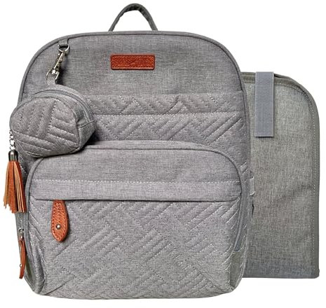 Purple Finch Kleiner Wickeltaschen-Rucksack, Mini-Wickelrucksack, leicht, isolierte Taschen, Wickelunterlage, Kinderwagengurte, GRAU, 12.5Hx11Lx8W, Classic