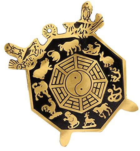Zerodeko Messing Anhänger Spiegelornament im Chinesischen Stil mit Tierkreiszeichen und Feng Shui Exorzismus Dekoration für Tür und Wohnraum