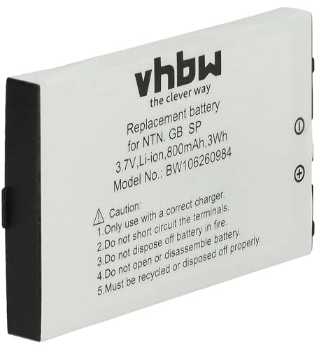 vhbw 1x batteria compatibile con Nintendo Game Boy Advance SP AGS-101, Advance SP AGS-003, Advance SP AGS-001 console di gioco (800mAh, 3,7V, Li-Ion)