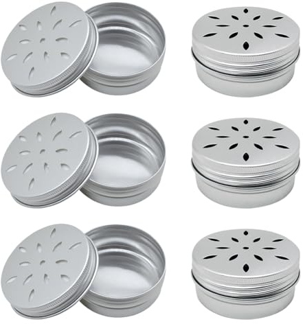 JIHUOO 6 Pcs 60 ml Dog Scent Training Boxes Tins Small Round Smell Tins Dog Nose Work Containers Empty Aromatherapy Containers Travel Storage Tins Candle Sample Jars