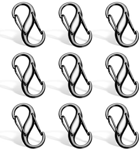 COMNICO Reißverschluss-Verschlussclips, 9 Stück, Legierung, doppelte Öffnung, Diebstahlabschreckung, Ersatz, gebrochene Reißverschluss-Reparatur, Schieber, Rucksack-Karabiner-Clip, dunkelgrau, One