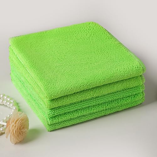 Somerway Microfibre Cleaning Cloth Wipes Multipurpose Reusable Dish Cloths Super Soft Quick Dry Cleaning Towels Rags for Housekeeping Kitchen Car Motorbike Windows (Green, 30x30cm)