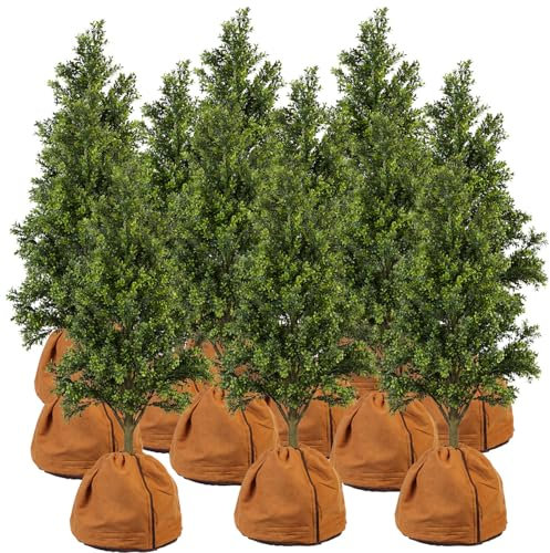 Royal Gardineer Blumentopfschutze: 12er-Set Thermo-Topfschutz für Pflanzen, 40x40 cm, mit Drainage, braun (Winterschutz Hauben, Abdeckhaube, Gewächshaus)