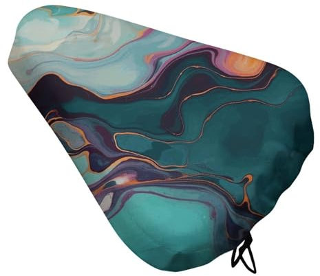 Colourful Marble Bike Seat Cushion Waterproof Bike Seat Cover Non-Slip Bicycle Cushion Seat Protector with Drawstring Adjustable Bike Seat Cushion Cover for Men Women