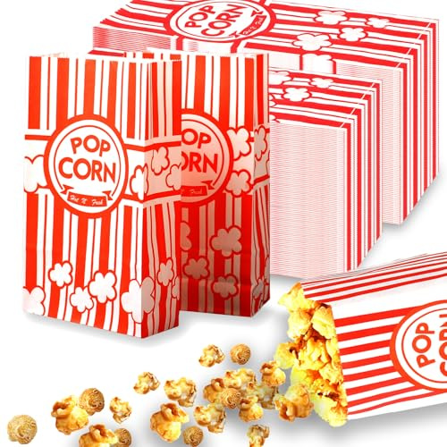 200 Stück Popcorntüten Klein, Popcorn Tüten, Popcorntüten, Popcorn Box | Popcorntüten Popcorntüten Popcorn Tüten Klein Popcorn Becher Rot & Weiß Gestreiften