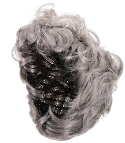 LALADEFIEE Wig Old Lady Perücke Für Cosplay Und Kostümpartys Graue Kurzhaarperücke Für Halloween Und Bühnenauftritte Geeignet Für Damen Und