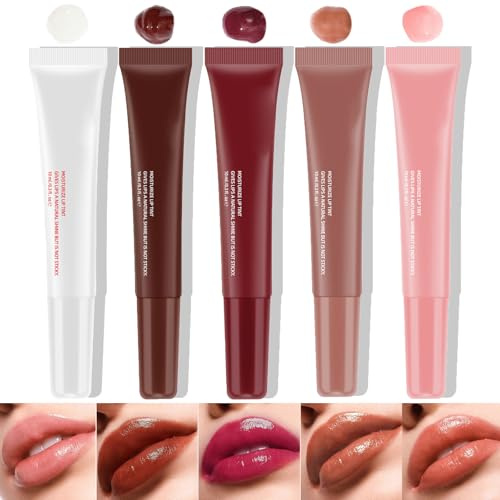 Hydrating Lip Gloss Lip Jam Set, Hochglänzendes Glas-Finish Feuchtigkeitsspendender Glitzer Lippenglanz Glänzender Gelee-Lippenstift Für Mädchen Und Frauen (5 Farben Set)