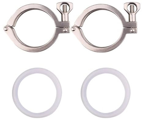 1/2'' 1.5 2 2.5'' 3 4 6'' 8'' Tri Clamp + Silicon Gasket 304 Stainless Steel Pipe Fitting Homebrew(2Inch Ferrule 64,1 PC)