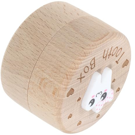 Holz Zahnbox für Kinderzähne, Erinnerungsbox mit Großem Fassungsvermögen | Fein Geschnitztes Design, für Jungen und Mädchen, Bewahrt Kleine Zähne Geordnet und Liebevoll