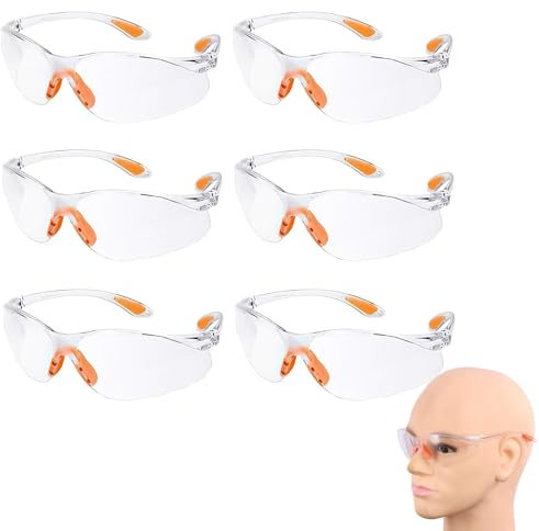 RNXSIB 6 Stück Schutzbrille Arbeitsschutzbrille Schutzbrille Sicherheitsbrille mit Kratzfesten Gläsern für Handwerk Bau Labor Industrie Arbeitsplatz Augenschutz