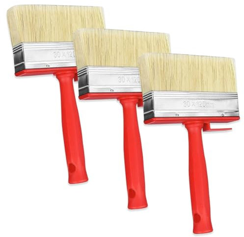 Pinceles para Paredes, 3 Piezas Brochas Pintura, 30 x 120 mm Pinceles de Superficie con Mango, Set de Cepillos para Paredes, para Bricolaje Decoración del Hogar, Decoración