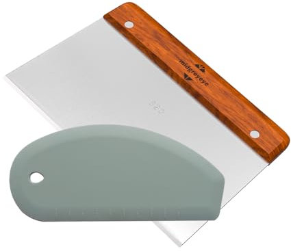Midgreyeye Cortador De Masa Grande Con Mango Rasqueta Cocina, 1 PCS de Silicona y 1 PC de Acero Inoxidable Acero Inoxidable, Dough Scraper, Rasqueta Pan, Rasqueta panadero (20 * 13+17 * 8cm)
