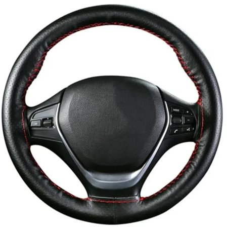 Lenkradabdeckung DIY Braid Auto Lenkradbezug Mit Nadeln Und Faden Echtleder Auto Lenkradbezüge Für Durchmesser 38cm Auto Lenkradhüllen(Stil a)