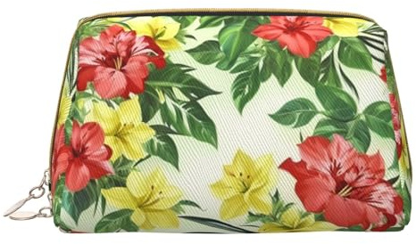 Hojas Tropicales Y Flores - Neceser organizador de maquillaje para viajes, para brochas de maquillaje, pintalabios, Blanco, Talla única