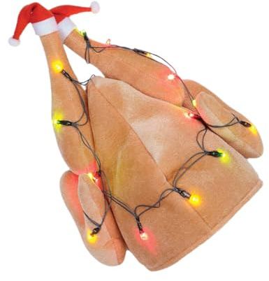 MHADBKH Leuchttürkischhut Weihnachtshut 3d Truthahnhut Lustige Weihnachtsparteikäe Accessoires Für Erwachsenen Thanksgiving Party