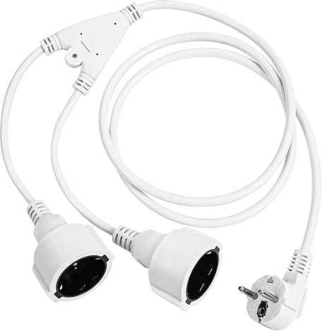 Dreamhigh 2M Prises Double pour Prise De Courant, Adaptateur 2 en 1 avec Câble Flexible, 250 V, 16 A, 3680 W, Isolation en PVC, Prises Double pour Prise De Courant pour Maison, Bureau, Cuisine, Blanc