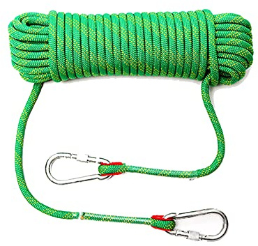 WOTZOV Kletterseil Grünes multifunktionales Sicherheitsseil,Hilfsseil zum Klettern im Freien,Sicherheitsseil zum Wandern,Abseilseil für Notausgänge,Mit 2 Karabinern,10M-100M,80M