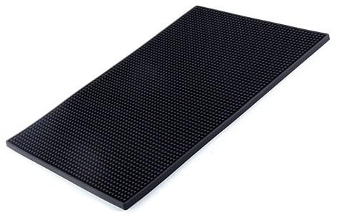 Fymlok Tappetino Bar in Gomma Tappetino da Bar Nero for caffè, Tappetino in Gomma, Vassoio raccogli Gocce in Vetro, Porta Bevande for Birra, Servizio Bar(30cm X 45cm)