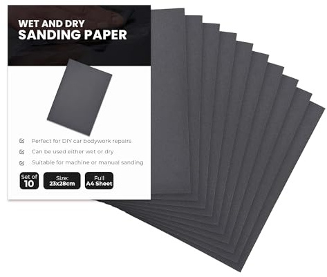 Large A4 Size Sandpaper Sheets | Abacus Range Assorted Grits – 3x Fine (180), 4x Medium (120), 3x Coarse (40) | 10-Pack (230x280mm) | For Sanding Wood, Furniture, Metal, Plaster