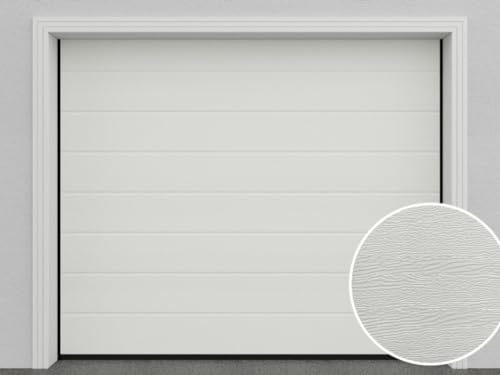 DoorHan porta sezionale da garage con operatore e 2 telecomandi | larghezza 2850 mm × altezza 3000 mm | RAL 9010 (Bianco) | finitura effetto legno | M-Line