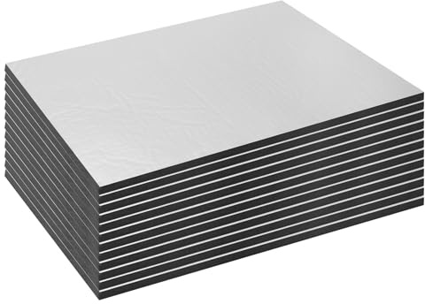 Lot de 12 tapis insonorisants auto-adhésifs pour voiture, 250 x 180 x 5 mm, 3 couches en feuille d'aluminium, feuilles d'isolation phonique imperméables pour camping-cars, mousse insonorisante pour