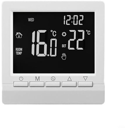 Puupaa Programmable Digital Boiler Thermostat with LCD Display, 7-Day Scheduling,Child Lock Protection for Room Heating, Wired Wall Mount 110-230V Power Supply