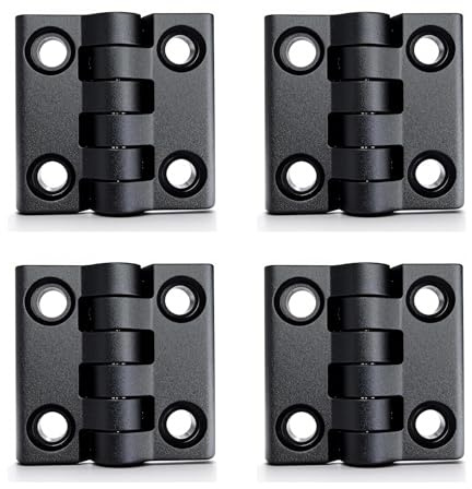 4x bisagras de plástico 50x50 mm negras, bisagras de poliamida no desmontables, resistentes al agua y al desgaste, ideales para puertas, muebles, cajas, carpintería, jardín y proyectos de bricolaje