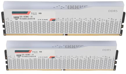Qudinip DDR5 RAM, 32GB 2x16GB 6800MHz PC5 54400U CL34 45 45 108 RGB Memory Kit, XMP3.0 EXPO Överklockning ECC-felkorrigering, för Stationär Dator