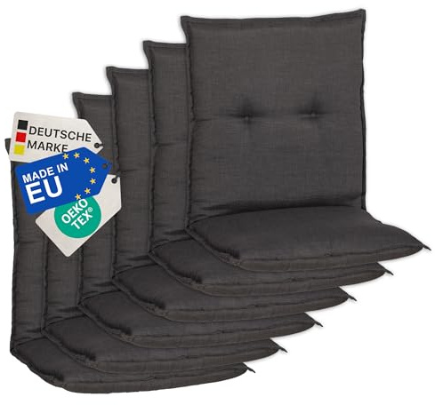 NYVI Gartenstuhl Auflagen Niedriglehner 6er Set Barcelona - UV-Beständig, Atmungsaktiv, Strapazierfähig - Niedriglehnerauflagen Sitzkissen Outdoor - Sitzauflagen für Gartenstühle 100x50cm Dunkelgrau