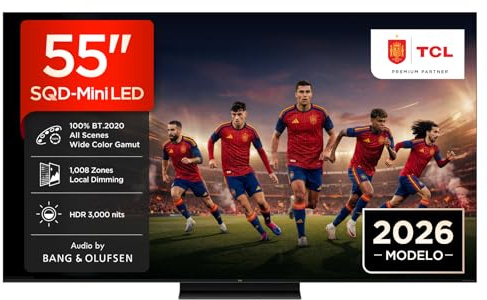 TCL 55C8L 55 Pulgadas SQD-Mini LED 4K HDR10+ Smart TV, 3.000 Nits
