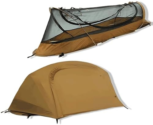 Inuitz Tienda de campaña 1 Persona Ultraligera – Ligera y Resistente 1 kg – Montaje rápido con Clavos y Cordones – Ideal para Camping, Trekking y Senderismo en Solitario