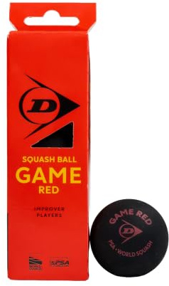 Dunlop Balles de Squash Game Red, Point Rouge | 6 % plus grande que Pro | 20 % de temps de vol en plus | Plus de réaction | Contrôle et confiance pour progresser