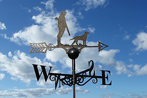 GAP GARDEN PRODUCTS - Hunting/Shooting/Man and dog Design Weathervane. Solid Metal Construction and Coated in a Durable Black Finish