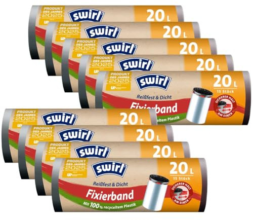 9x Swirl Fixierband Müllbeutel 20L (15 stk./Rolle)