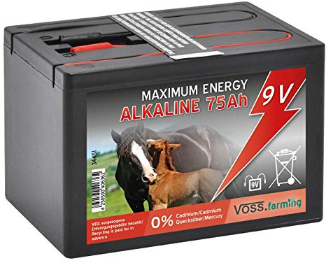 VOSS.farming Batteria 9 V Alcalina 75AH, per elettrificatori da Recinzione elettrica, Piccola