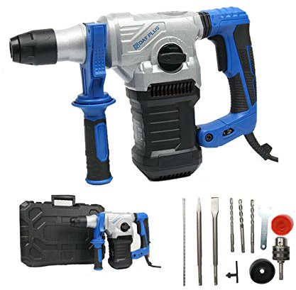 Huini SDS+ Bohrhammer 1500W 360° Drehgriff - 6 Var. Geschwindigkeit, 3 Fkt. in 1 Mehrzweck, 8 Zubehör