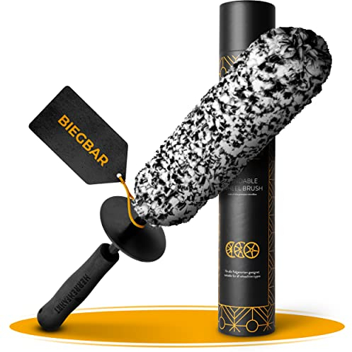 HERRENFAHRT Felgenbürste biegbar | Flexibler Bürstenkopf für kratzfreie & gründliche Reinigung | erreicht auch schwer zugängliche Stellen im Felgenbett | Mikrofaser Auto Felgenbürste Alufelgen