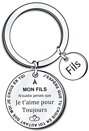 Cadeau Fils Porte-clés Fils de Papa Maman Enfants Cadeaux d'anniversaire, Cadeaux de Noël, Cadeau de fin d'études pour fils