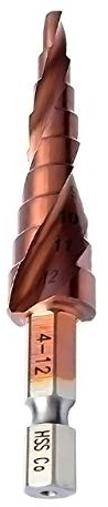 Bohrer, 6–35 mm, Kobalt-Sechskantschaft, Spiralnut, großes Pagodenbohrloch, Reibahle, Bohren, Senken, Schneiden, Vergrößern, Abschrecken von Edelstahl, PCV-Blech ( Color : Spiral Slot , Size : 4 12mm