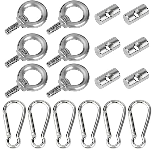 Adiwo Stopper für Kederschiene,6 Stück Edelstahl Kederstopper 6mm mit 6 Stück Karabiner Vorzelt Stopper Kederstopper Vorzelt Stopper Haken Kederleiste für Kederschiene Wohnwagen Wohnmobi Campervan