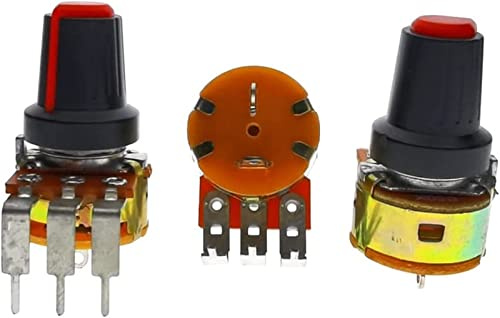 BIQSYVTM Potentiometer 3 STÜCKE Einzelpotentiometer WH148 B5K B10K B20K B50K B100K B500K gebogener Fuß mit Schalter for Verstärker Audio 50K 100K (Size : 10K Ohm)