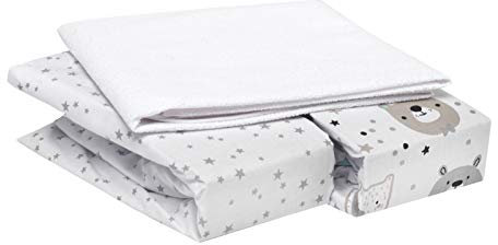 FlyIdeas Lot de 2 Draps Housses en Flanelle et 1 Protège Matelas Imperméable pour Lit Bebe 60x120 cm - Alese 100% Coton Doux et Chaud pour Bébé Parfait pour l'hiver
