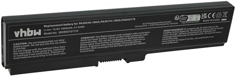 vhbw Akku kompatibel mit Toshiba Satellite Pro U400 | M300, L650, L670, L770, PS300C, T130, U500 Notebook (4400 mAh, 10,8 V, Li-Ion)