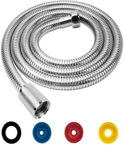 Manguera de Ducha 2M/59IN Flexo Ducha de Acero Inoxidable Plata Tubo Ducha, Cable Ducha Conexión Estándar G1/2 con 4 Limitadores de Flujo Tubo Ducha Flexible for Shower or Bidet Sprayer