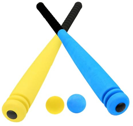 LRXIYODE Bate De Béisbol para Niños 2 Juegos De Bate y Pelota De Espuma 54 Cm Diseño Ranurado Juguete Deportivo Seguro Adecuado para Exteriores Entrenamiento De Béisbol