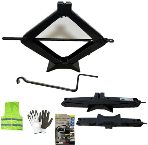 COMPATIBILE CON RENAULT KADJAR CRIC PER AUTO DA 2 TONNELLATE CRICK A PANTOGRAFO CON ASTA GIREVOLE OMOLOGATO PER SOLLEVAMENTO GOMME ALZATA MIN 100MM-MAX 440MM